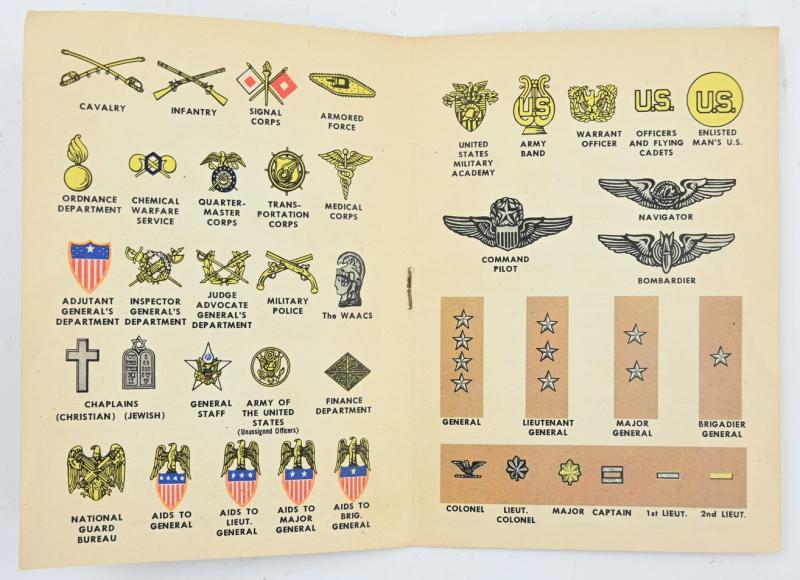 US WW2 US Army Navy Marine Corps Insignia Pocket Booklet