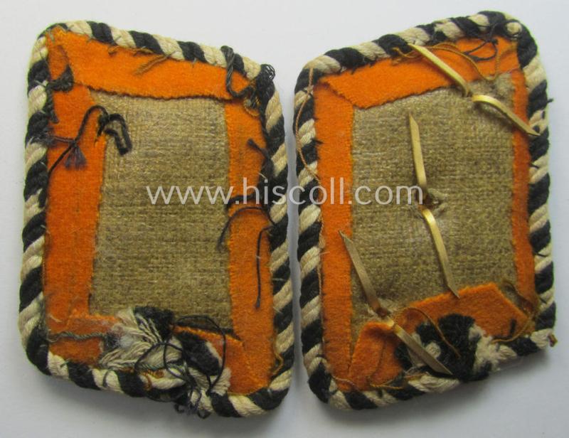 Pair of SA (ie. 'Sturmabteilungen') collar-patches as executed in golden-yellow-coloured wool (and piped in twisted black & white cord) as intended for an: 'SA-Mitglied' serving within the: 'SA-Standarte 50/R93' ('SA-Gruppe Elbe o. Neckar')