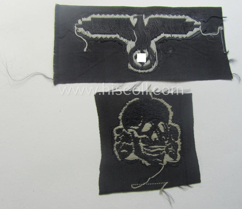 Waffen-SS, 'BeVo'-woven-style skull- and cap-eagle-set (ie. 'Totenkopf- u. Adler-Effektensatz für Schiffchen o. Einheitsfeldmütze')