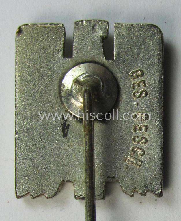 Multi-coloured- and/or neatly enamelled! - DRK (ie. 'Deutsches Rotes Kreuz') civil-attire badge (ie. 'Zivilabzeichen des D.R.K.') being a detailed example that shows a: 'Ges.Gesch.'-patent-designation