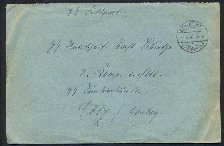 Neat SS-'Feldpost'-cover as addressed to a: 'Junker' ie. 'SS-Unterscharführer' who served at the 'SS-Junkerschule Bad Tölz' in 1940