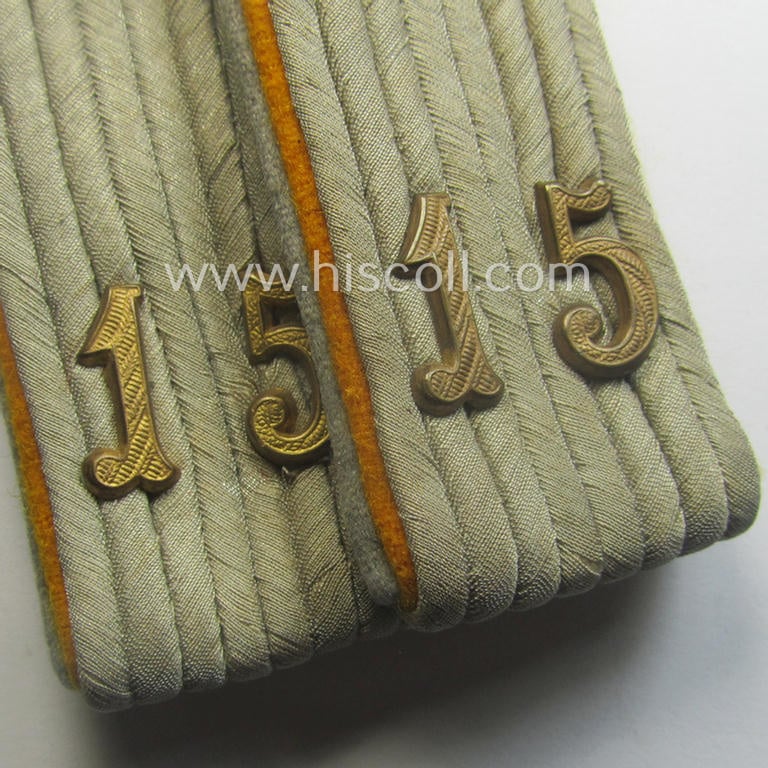 Pair of WH (Heeres) 'cyphered' officers'-type shoulderboards: 'Leutnant der Reserve des Kavallerie- o. Reiter-Rgts. 15'