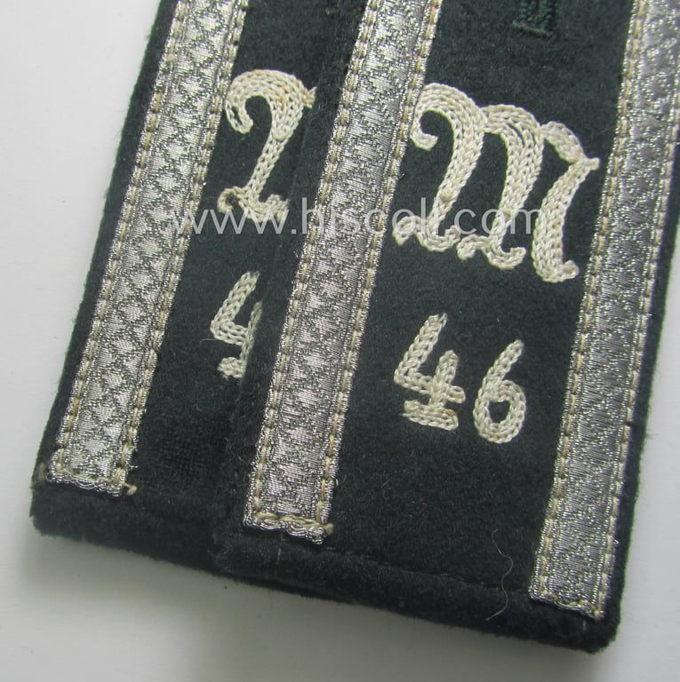 Fully matching pair of early-period (ie. 'M36- o. M40'-pattern and/or pointed-styled), WH (Heeres) 'cyphered' NCO-type shoulderstraps as was intended for a: 'Unteroffizier des Inf.-Maschinengewehr-Abts. 46'