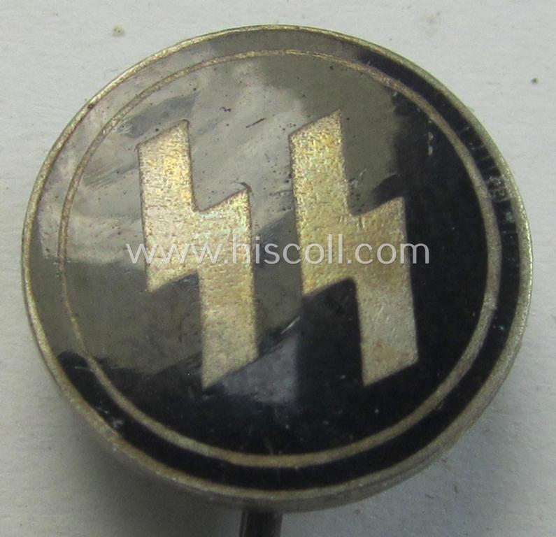 Superb - neatly enamelled and actually rarely encountered! - SS (ie. 'Allgemeine SS') civil-attire badge (ie. 'Zivilabzeichen der SS') being a detailed example that shows a clearly-present makers'-designation and unique serial-number ('140715'...