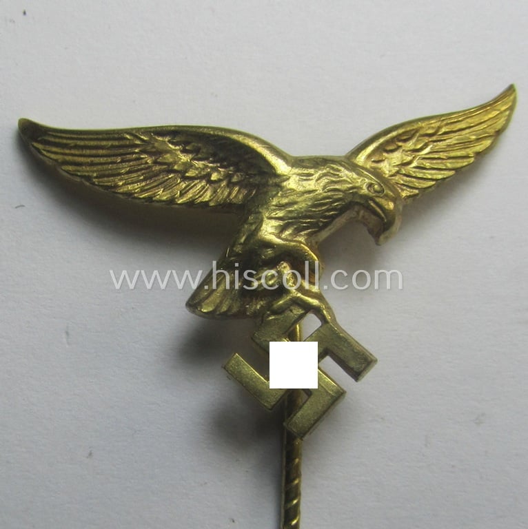 Bright-golden-toned lapel-pin (ie. 'Zivilabzeichen') to be worn on the civil attire as was intended for usage by the various staff-members of the 'Luftwaffe'
