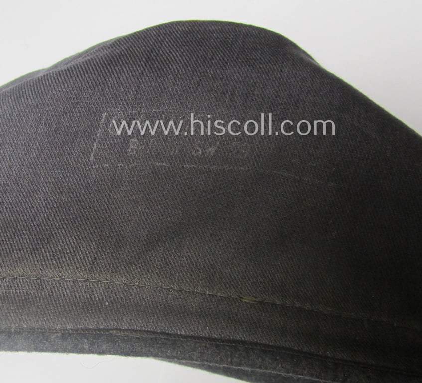 Attractive - albeit moderately used- ie. worn - WH (Luftwaffe) bluish-grey-coloured, EM- (ie. NCO-) type side-cap (ie. 'Schiffchenmütze für Mannschaften u. Unteroffiziere der Luftwaffe')