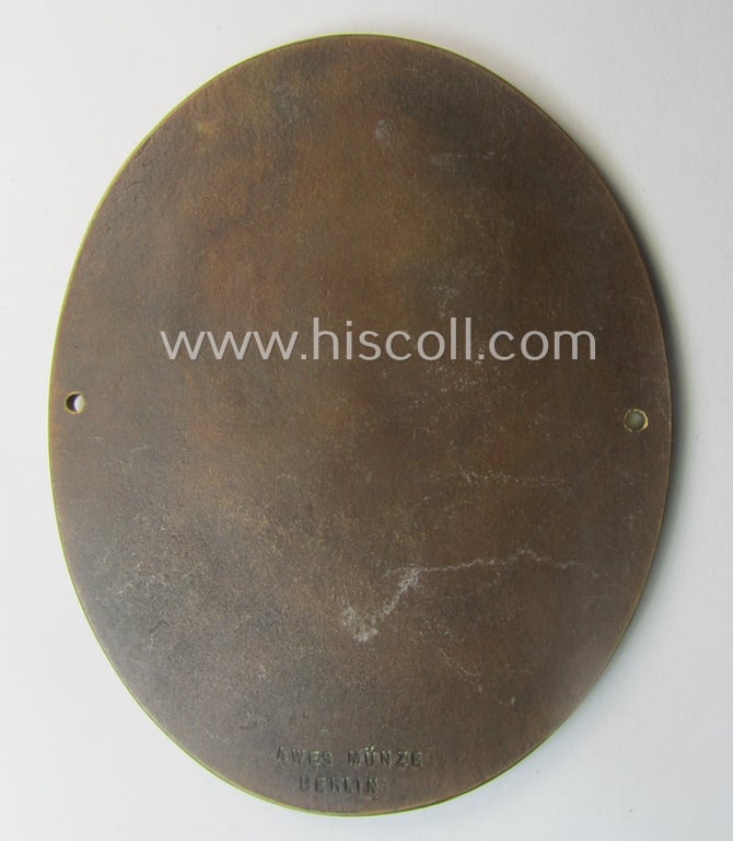 Superb, commemorative bronze-based, D.L.V.- (ie. 'Deutscher Luftsportsverband'-) related plaque (ie. 'Erinnerungs- o. nichttragbare Plakette') showing various balloons and planes, detailed DLV-logo and text: '1. Fliegertreffen - Berlin 1934'