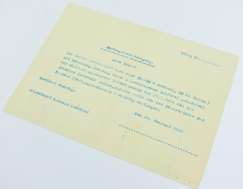 German WH Reward Certificate Italian Worker