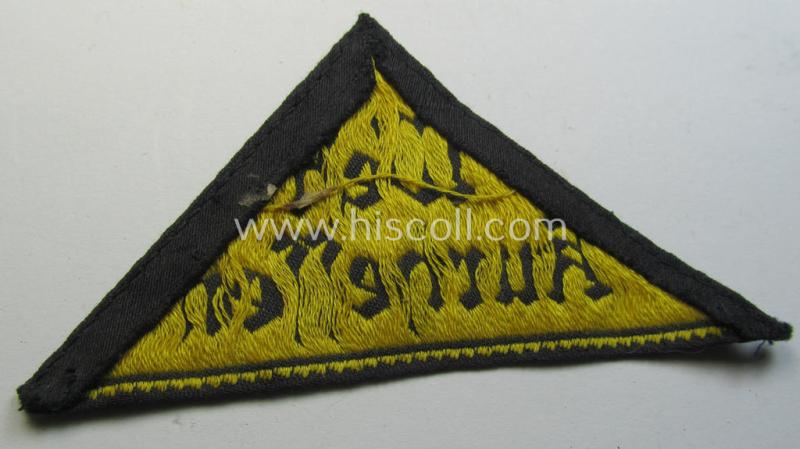 Attractive - and not that easily found! - 'HJ' ('Hitlerjugend') district-triangle (ie. 'Gebietsdreieck') entitled: 'West Kurhessen' (being a clearly used- ie. worn example that regrettably misses its 'RzM'-etiket)