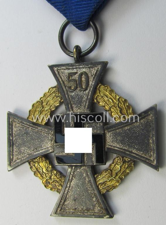 'Treuedienst Ehrenzeichen' being of the so-called: 'Sonderstufe' as awarded for 50 years of loyal-service and that comes in an overall nice- (ie. surely issued- and/or moderately used-), condition