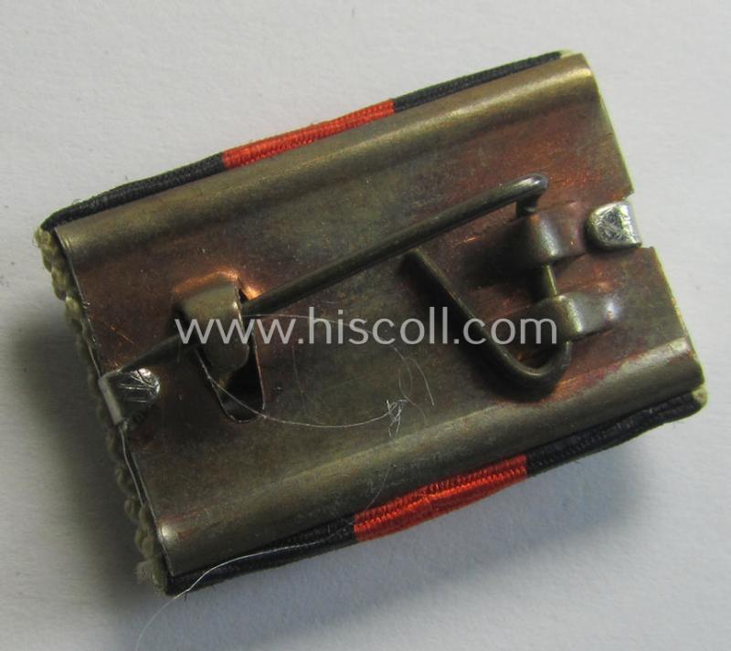 Neat, single-pieced WH (Heeres etc.) ribbon-bar (ie. 'Band- o. Feldspange') that is showing the ribbon for a Czech 'Anschluss'-medal (and having a detailed- and larger-sized miniature 'Prager Burg-Spange' period-attached)