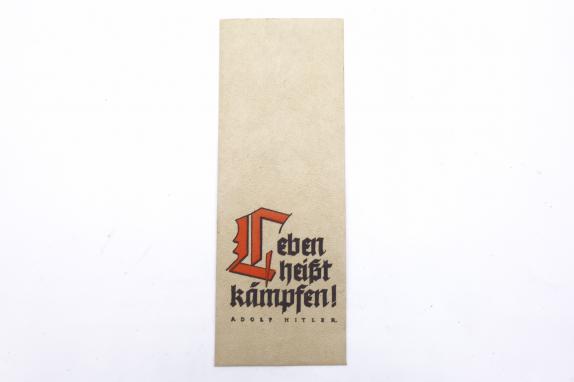 German Bookmark "Leben heisst kämpfen! -Adolf Hitler"