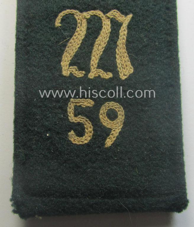 Single example of an early-period (ie. 'M36- o. M40'-pattern and pointed-styled), WH (Heeres) 'cyphered', EM-type shoulderstrap as was intended for a: 'Soldat des Inf.-Maschinengewehr-Abts. 59'