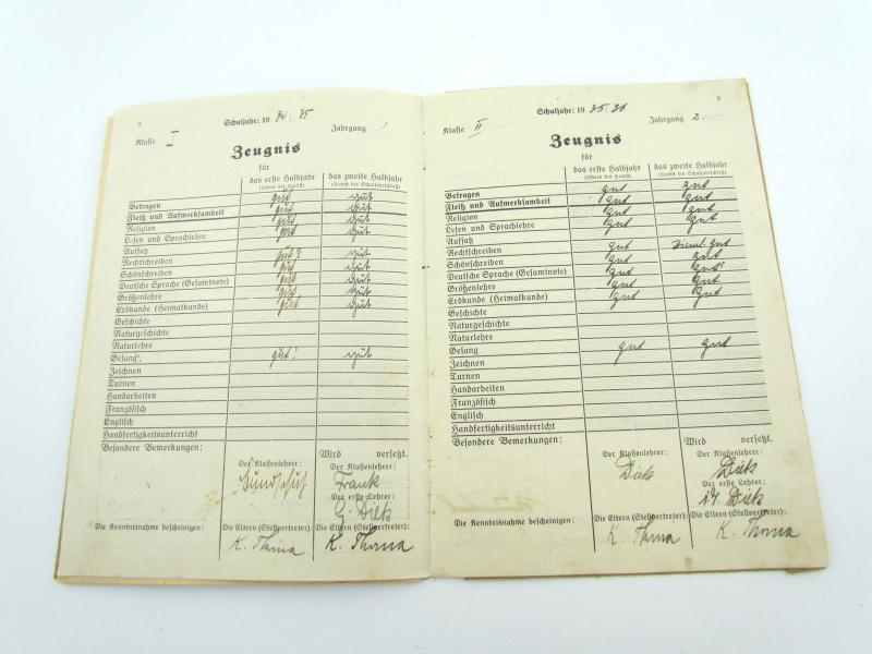 German WWII Era certificate booklet ( Zeugnisheft )