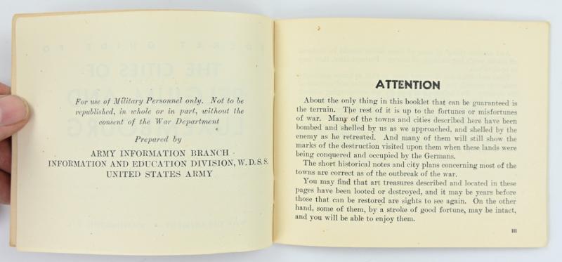 US WW2 Pocket Guide Belgium & Luxembourg