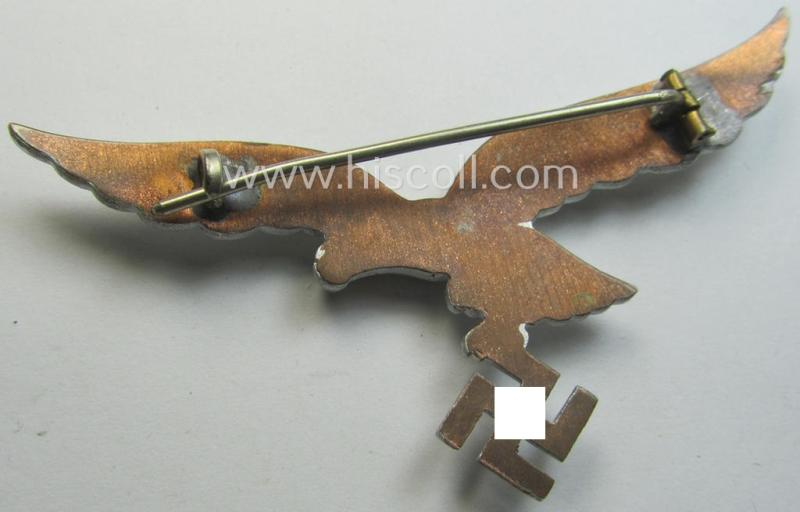 WH (Luftwaffe) aluminium-based (and 'Cupal'-) based breast-eagle for usage onto the white summer-tunics (ie. 'Brustadler für Sommerrock') being a detailed- albeit non-maker-marked specimen