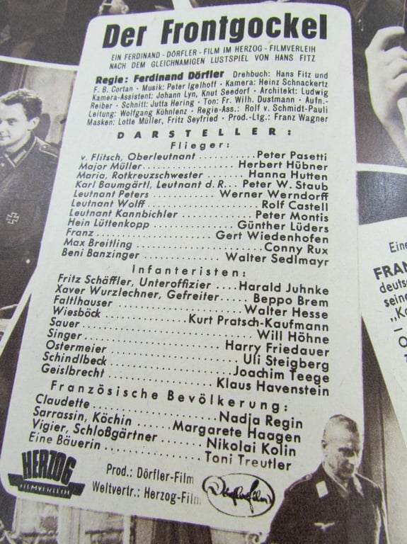 Original Movie Flyer From German Movie Der Frontgockel 1955