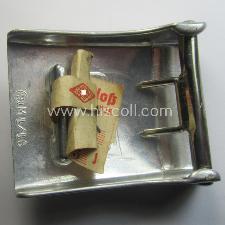 Superb - and virtually mint! - HJ (ie. 'Hitlerjugend') aluminium-based- (and/or unusually 'molded'-pattern!) belt-buckle being a maker- (ie. 'RzM M4/46'-) marked example that still retains its period etiket
