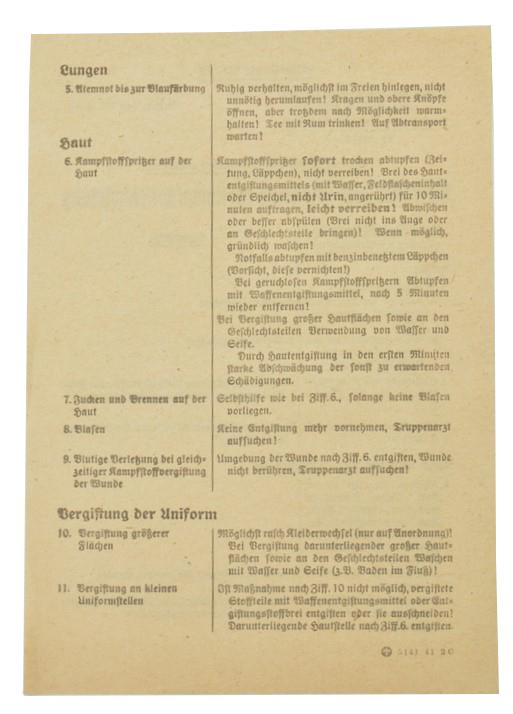 German WH Instruction leaflet 'Chemical Warfare'