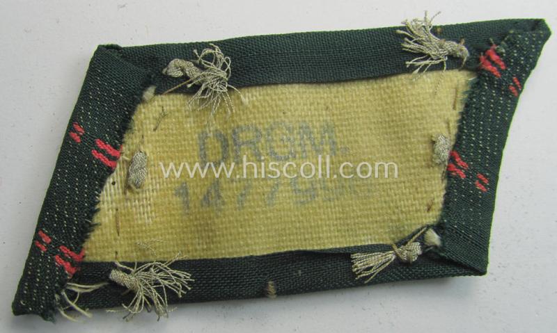 Superb, pair of WH (Heeres) later-war-pattern, officers'-type collar-tabs (ie. 'Kragenspiegel für Offiziere') as entirely executed in 'BeVo'-weave pattern as was intended for an officer serving within the: 'Panzer- o. Panzerjäger-Truppen'