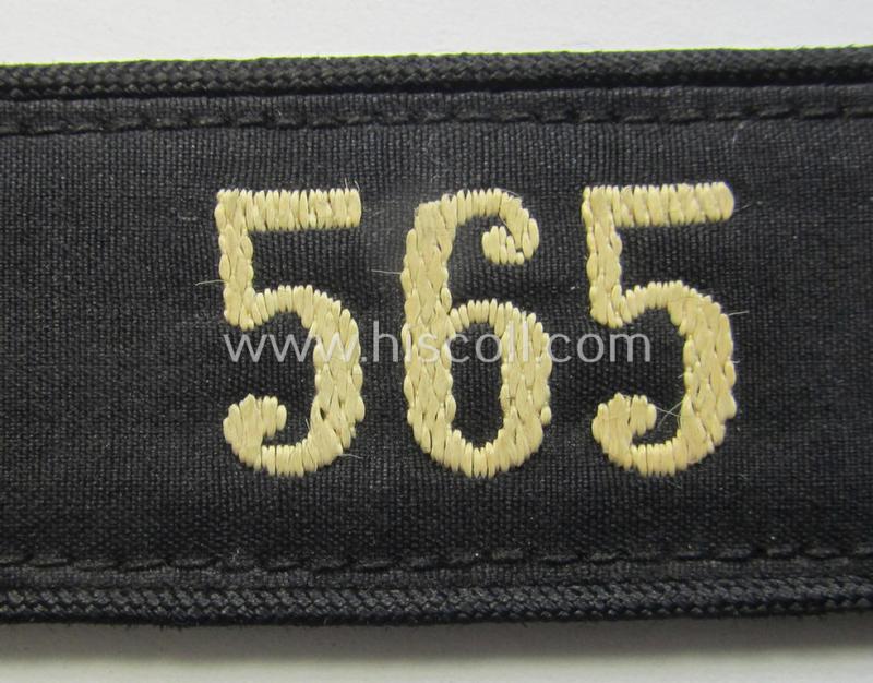 Neat - and naturally single! - black-piped, so-called: 'DJ- o. Deutsches Jungvolk' shoulderstrap as was intended for usage by a: 'DJ-Mitglied' who served within the: 'Bann 565' (565 = 'Spittal')