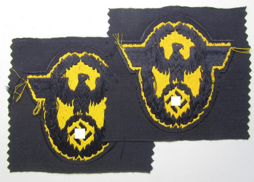 Golden-yellow-toned- and/or neatly 'BeVo'-woven arm-eagle (ie. 'Wasserschützpolizei-Ärmeladler') as was intended for usage on the various, darker-blue-coloured: 'Wasserschützpolizei'-tunics