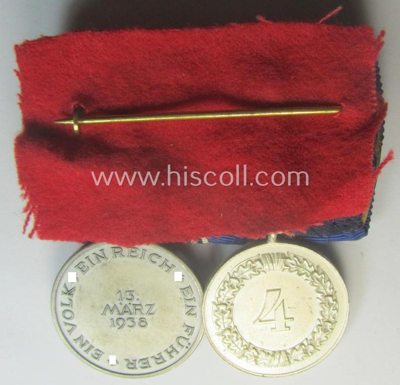 2-pieced, WH (Heeres o. Kriegsmarine) medal-bar (ie.: 'Doppelspange') resp. showing a: 'WH-DA 4. Stufe' and an Austrian 'Anschluss'-medal '1. März 1938'
