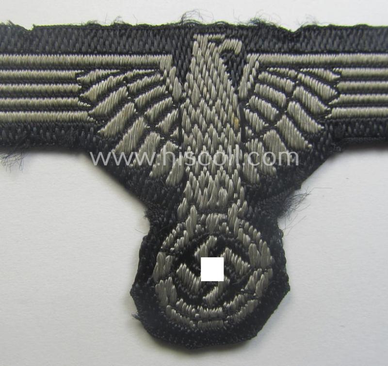 'Clearly used- and/or carefully tunic-removed' example of an 'SS' (ie. 'Waffen-SS') EM/NCO-type arm-eagle in 'BeVo'-woven-pattern