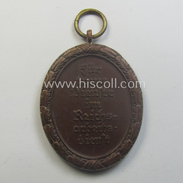 'Reichsarbeitsdienst der weiblichen Jugend' (or: RADwJ) so-called: 'Dienstauszeichnung der 4. Stf. in Bronze' that comes with its period ribbon (ie. 'Bandabschnitt')