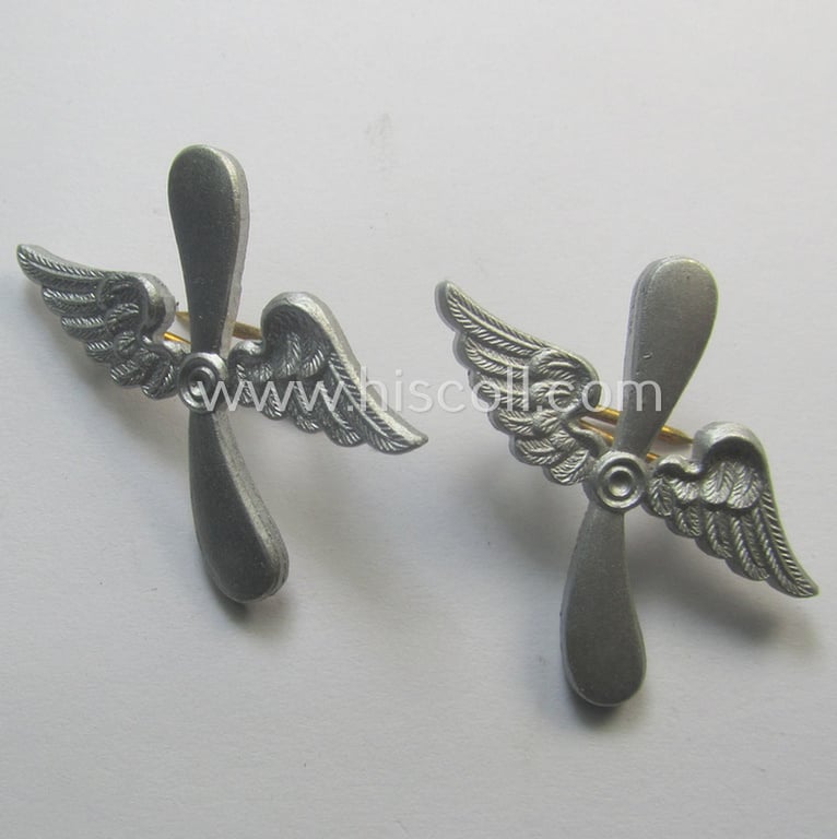 Neat, DLV- (ie. 'Deutscher Luftsport Verband') related collar-tab 'cypher'-pair (ie. 'Kragenspiegel-Auflagensatz für die Kragenspiegel des DLV') being an aluminium-based- and fully matching pair