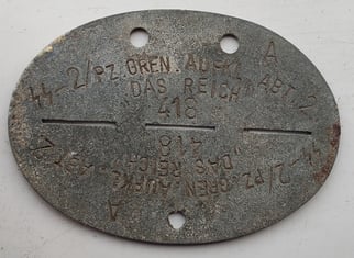 WWII Waffen-SS ID disc to Das Reich