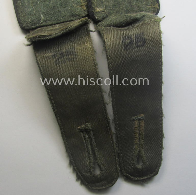 Pair of early- (ie. mid-) war-period so-called: 'M41 o. M43'-pattern, WH (Heeres) NCO-type shoulderstraps as piped in the black- (ie. 'schwarzer'-) coloured branchcolour as intended for an: 'Uffz. der Pionier-Trpn.'