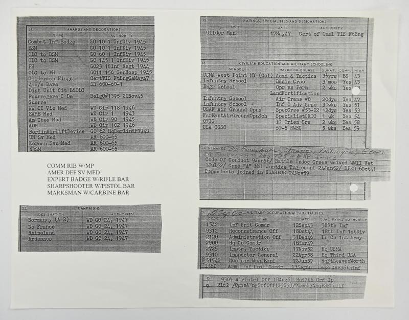 US WW2 1st Infantry Division Named Grouping 'Major Robert Lee Bullard III'
