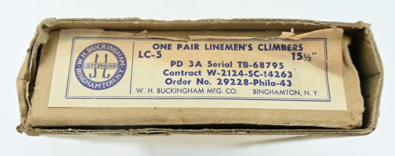US WW2 Signal Corps LC-5 Lineman's Climbers  in Case