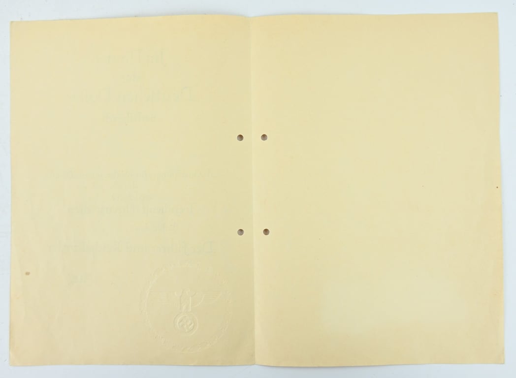 German WH 40 Years of Loyal Service Medal Certificate
