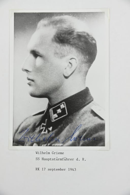 Signature of Waffen-SS KC Reciepient Wilhelm Grieme