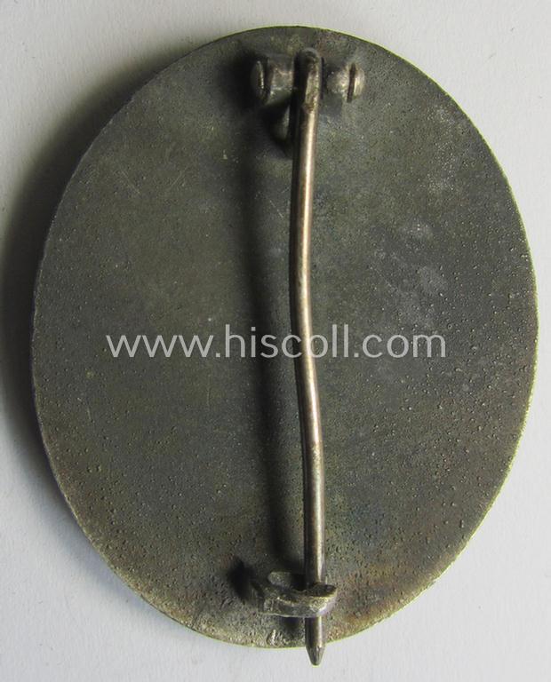 Attractive - and just moderately used- and worn! - example of a non-maker-marked and typical zinc (ie. 'Feinzink'-) based example of a silver-class wound-badge (or: 'Verwundeten-Abzeichen in Silber')