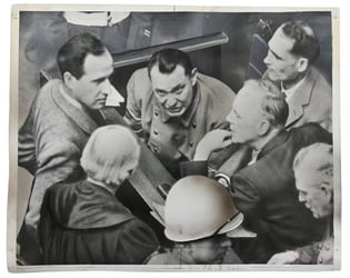 Allied Nuremberg War Trail Press Photo 'Göring &...