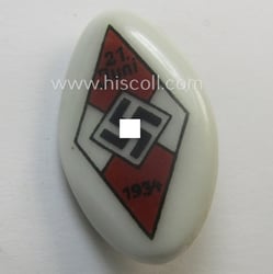 Commemorative (and earthenware-based!), HJ (ie. 'Hitlerjugend') lapel-pin (ie.:...