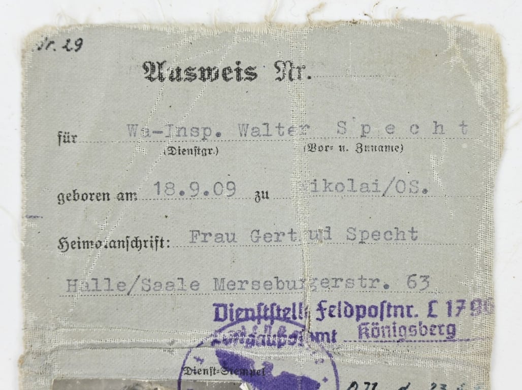German LW Member Pass Gun-Inspector