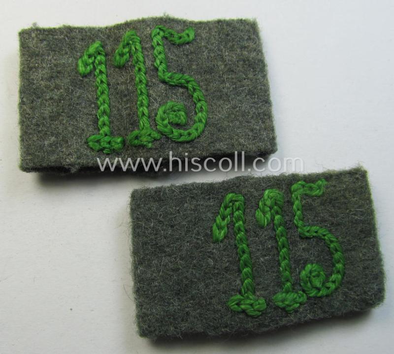 Attractive - fully matching and scarcely found! - pair of WH (Heeres) 'Grenadiere'-related, so-called: regimental shoulderstrap-'slip-ons' (ie. 'Schulterstück-Überschuben') as was intended for usage by a: 'Soldat des Grenadier-Rgts. 115'