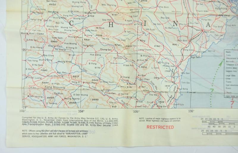 USAAF WW2 Escape Map 'French Indo China'