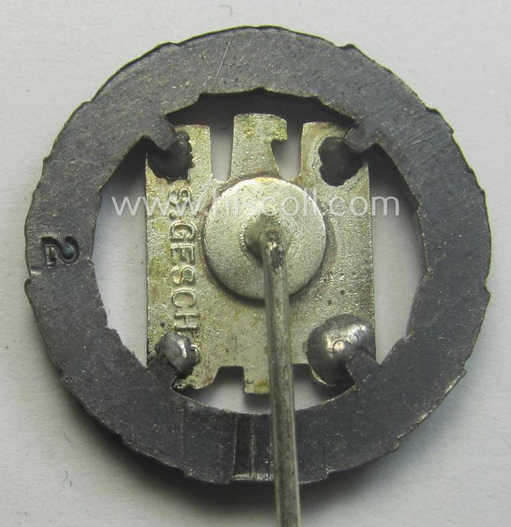 Superb - and rarely found! - DRK- (ie. 'Deutsches Rotes Kreuz' or German Red Cross) honorary-membership-lapel-pin (aka: 'Silberne Ehrennadel des DRK') being a maker- (ie. '2'-) marked example that also bears a: 'Ges.Gesch.'-designation