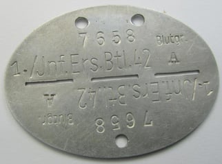 Aluminium-based, WH (Heeres) ie. 'Infanterie'-related ID-disc that shows...