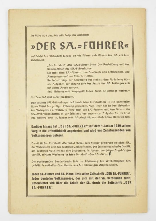 German NSDAP Magazine 'Der SA-Führer'