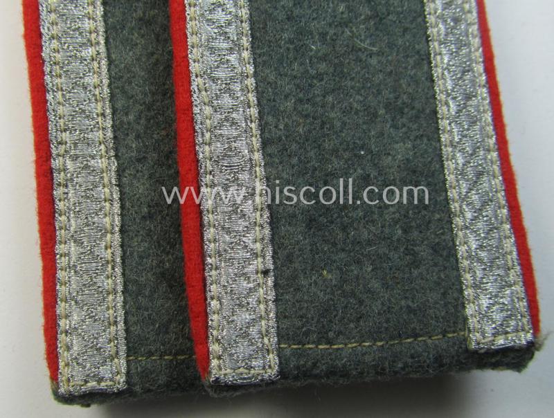 Attractive - and fully matching! - pair of WH (Heeres) early- (ie. mid-) war-period- (ie. 'M40'- ie. 'M43'-pattern), 'standard-issued' NCO-type shoulderstraps as was intended for an: 'Unterwachtmeister eines (Sturm)Art.-Abts. o. Rgts.'