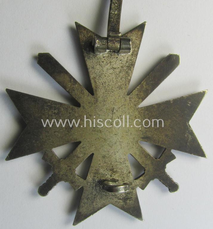 Attractive - and just moderately used- ie. worn! - 'Kriegsverdienstkreuz 1. Klasse mit Schwertern' being a non-maker-marked specimen that is executed in typical, silverish-coloured metal (ie. 'Buntmetall')