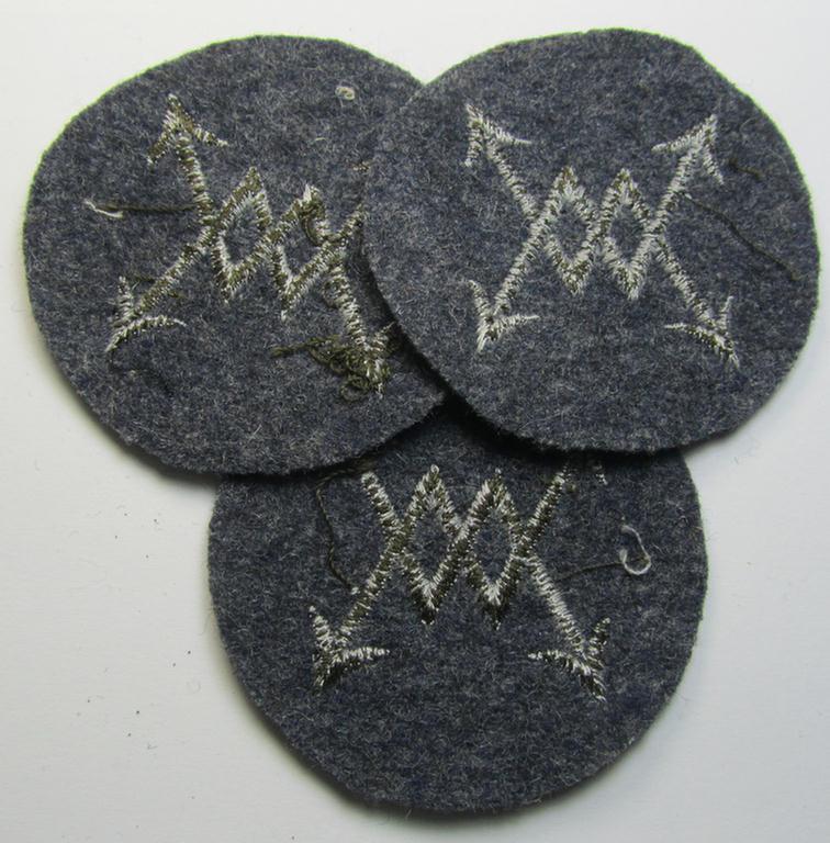WH (Luftwaffe) machine-embroidered, trade- ie. special-career ie. proficiency patch (ie. 'Laufbahn- o. Tätigkeitsabzeichen') as was specificallly intended for usage by: 'Luftnachrichtenpersonal mit Fernsprechprüfung B'