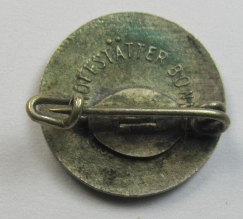 Commemorative, silver-toned enamelled, VDA- (ie. 'Volksbund f.d. Deutschtum im Ausland'-) related membership-lapel-pin being a maker- (ie. 'Hoffstätter - Bonn') marked example