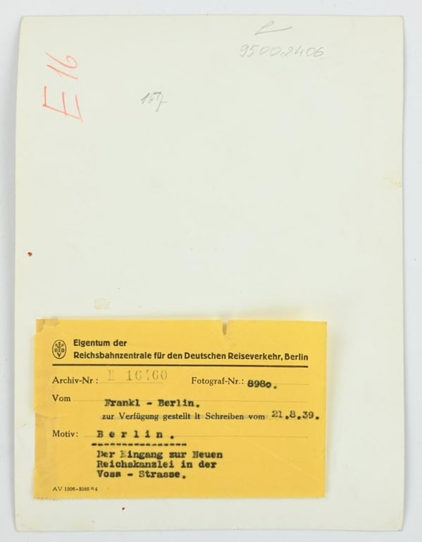 German Third Reich Press Photo 'Reichskanzlei'